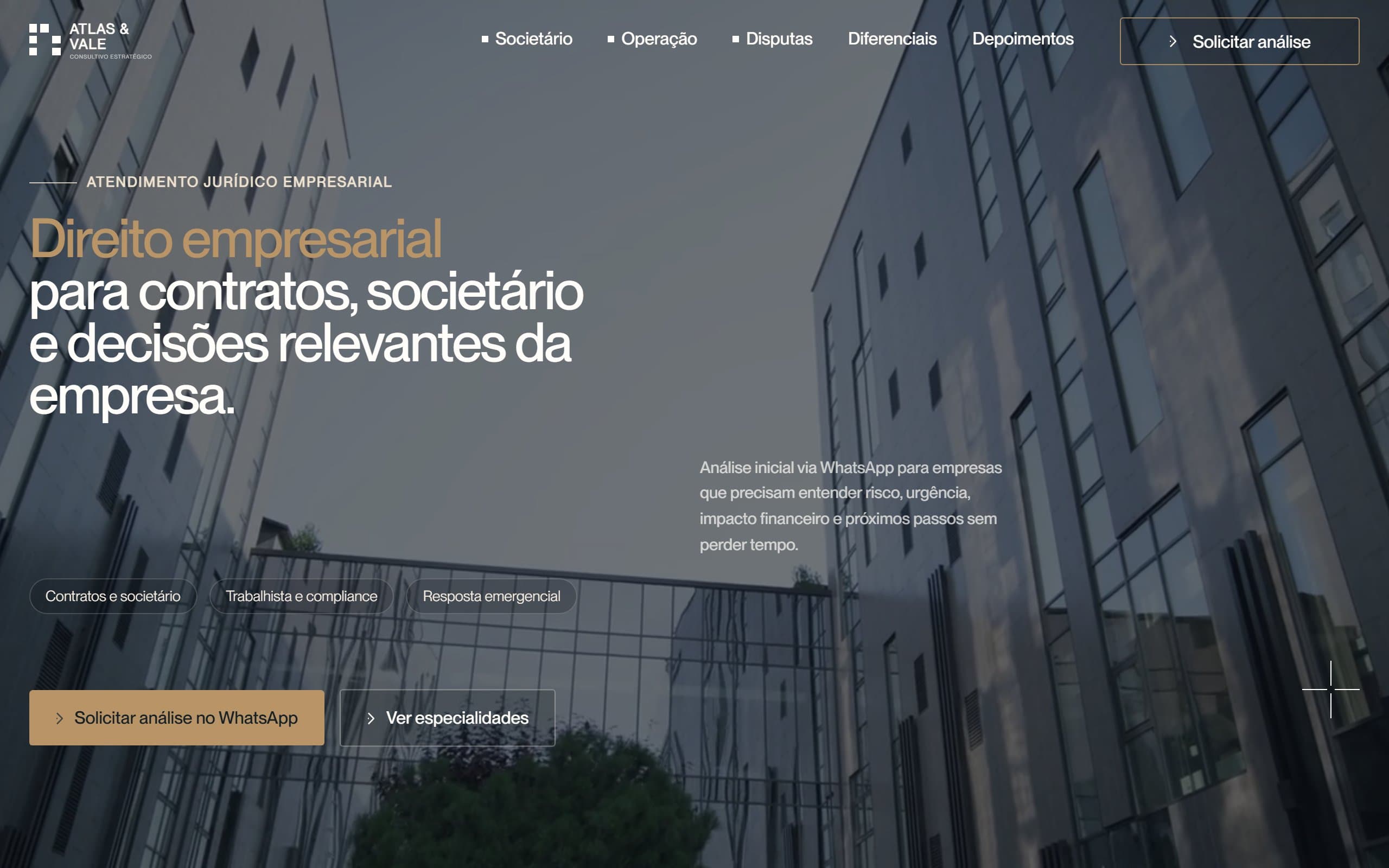 Site profissional de escritório de advocacia empresarial