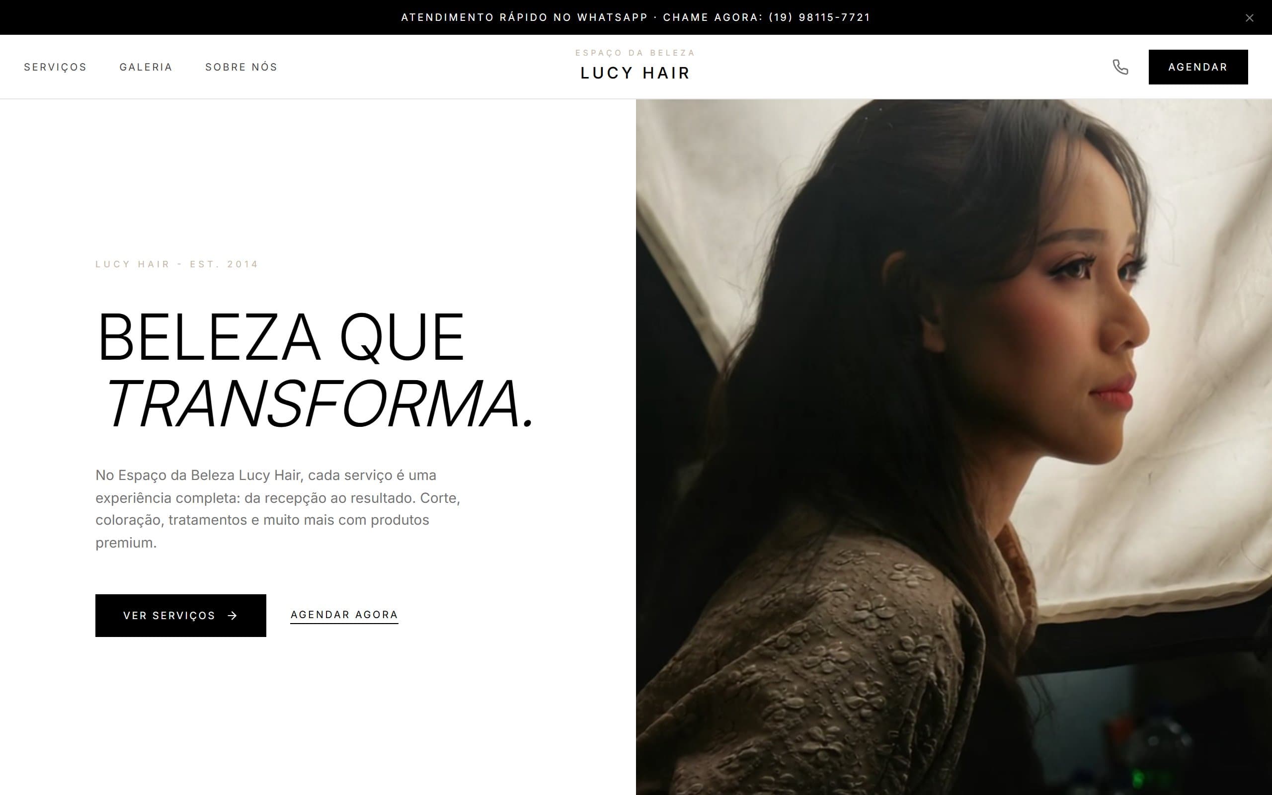 Site profissional de salão de beleza
